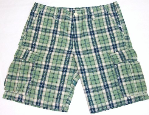 Polo Jeans Company Mens Cargo Shorts Green Plaid Size 36