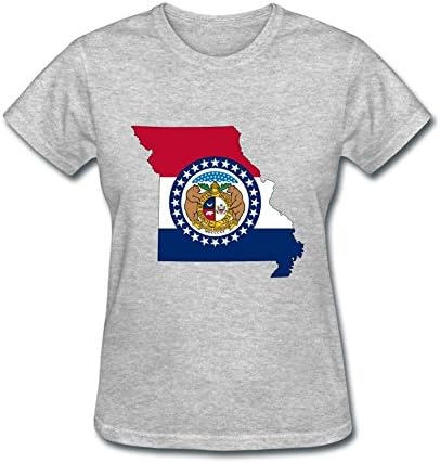 Susyrion Women's Missouri Flag Map Design Bear Basic Short Sleeve T-Shirt XXL