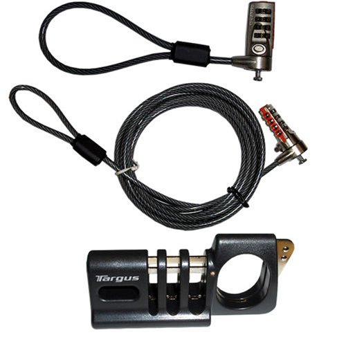 Targus ASP27CA Workspace Security Solution for Laptop / Notebooks Kit includes Targus DEFCON CL Notebook Computer Cable Lock (PA410), Targus DEFCON Mouse and Keyboard Lock (ASP04), Targus DEFCON CL Eyelet Lock (ASP21)