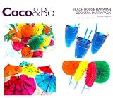 Coco&Bo - Beach House Hawaiian Cocktail Accessories Party Pack for 10 Drinks - Luau Tiki Beach Party