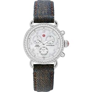 MICHELE CSX Day Diamond Vintage Destruct Denim Watch
