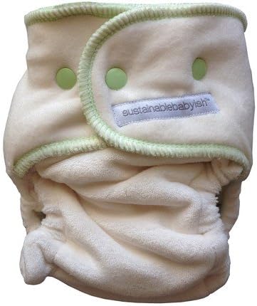 Sloomb Velour Happy Little Clouds Cloth Diaper Fitted (Size 2, Mint)