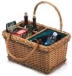Willow Market Picnic Basket with Foldable Carry Handles and Green Lining