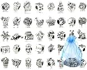 Bundle Monster 40 PC Antique Silver Plated Oxidized Metal Beads Charms Set Mix Lot - Compatible with Pandora Biagi Troll Chamilia Bracelets w/ "BM" Pouch