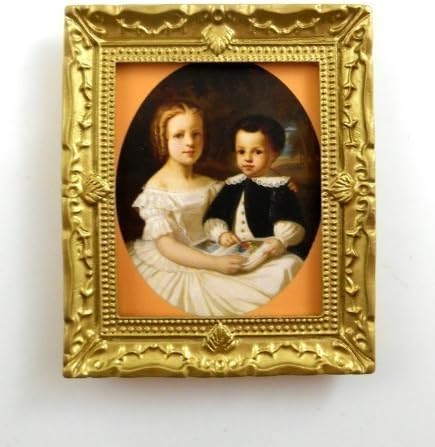 Dolls House Miniature Accessory Enfants Amoureux Gold Framed Picture Painting by Miniatures World Paris