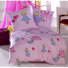 Kinderbettw�sche Prinzessin Bettw�sche rosa, Garnitur Biber 2-teilig Gr�sse Bettbezug 135x200 + Kissenbezug 80x80, Prinzessin
