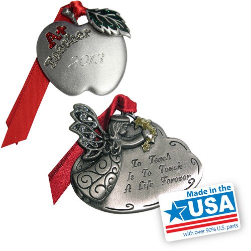 Gloria Duchin Teacher’s Christmas Ornament 2-Piece Zinc & pewter construction