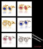 Gold & Silver Flower with Rhinestone Premium Quality Cufflinks