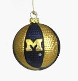 Michigan Wolverines 2 5/8 Glass Basketball Ornament (Set of 4)