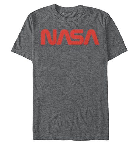 NASA Simply Red Logo Mens Charcoal Heather T-shirt