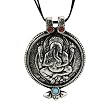 Oxidized Metal Ganesh Pendant with Red/blue Stones