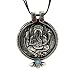 Oxidized Metal Ganesh Pendant with Red/blue Stones