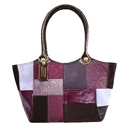 COACH BLEECKER SIG LEATHER PATCHWORK TOTE BERRY MULTICOLOR