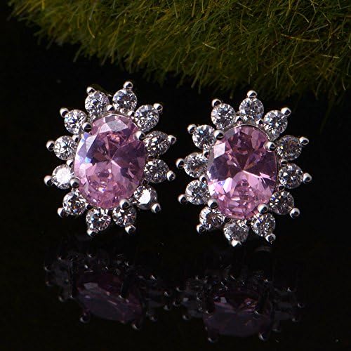 18k White Gold Gemstone and Cubic Zirconia Stud Earrings