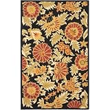 Safavieh Blossom Collection BLM912A Handmade Black and Multi Hand-spun Wool Round Area Rug, 6-Feet Round