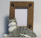 CAT Gray and White Picture FRAME Small Figurine Resin SF93GW