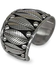 Silver floral bracelet, Lush Foliage - Fair Trade Womens Taxco Fine Silver Cuff Bracelet