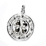 Silver Cubic Zirconia Four Leaf Clover Pendants, Size: 17mm
