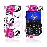 Blackberry Curve 8520 Hard Case Pink Flowers White TOOL
