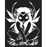 Charming & Cute Fairy Rub-on Sticker/Decal by Jasmine Becket-Griffith 'Allura Fairy' White vinyl rub-on window sticker of Big Eyed Fairy