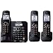 Panasonic KX-TG6643B DECT 6.0 Cordless Phone with Anwering System, Black, 3 Handsets