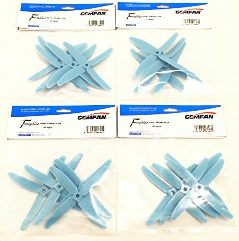 Gemfan 5040 16 count GFN Plastic Light Blue Quad-Blade Quadcopter Propellers [16 Light Blue] [8cw\8ccw]