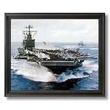 USS John C Stennis Aircraft Carrier Naval Ship Military Wall Picture Black Framed Art Print