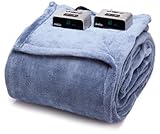 Sunbeam BW1213-030-596 Heated Electric Microplush Blanket, Queen, Lagoon