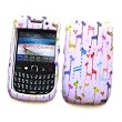 BlackBerry Curve 3G 9300 (T-Mobile) & Gemini Curve 8520 & 8530 Rubberized Snap-On Protector Hard Case Image Cover "Colorful Giraffes" Design