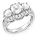 Metal Factory Sz 8 Sterling Silver 925 3 Stone CZ Cubic Zirconia Halo Engagement Ring