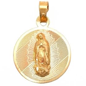 Virgin Mary Charm 14k Tri Color Gold 19.5mm