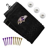 NFL Baltimore Ravens Embroidered Golf Towel, Golf Balls & Multicolored Tees Gift Set