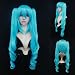 Perücke cosplay Vocaloid Hatsune Miku türkis ca. 75cm lang mit 2 einclipbaren Haarteilen - HM-B109