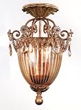 2 Light Etruscan Gold Crystal Semi Flush Chandelier Gold Leaf Finish 9 1/2