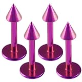 16g 16 gauge (1.2mm) - 5 16 Inches (8mm) long - Anodized Stainless Steel Lip Bar Labret Ring Monroe Ear Tragus Stud Earrings Purple lot AIOK - Pierced Body Piercing Jewelry- Set of 4