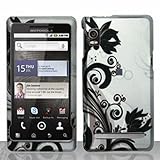 Silver Black Vines Protective Hard Rubberized Case Cover Design for Verizon ....