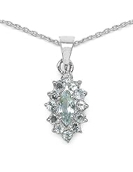 0.65 Carat Genuine Aquamarine 925 Sterling Silver Pendant