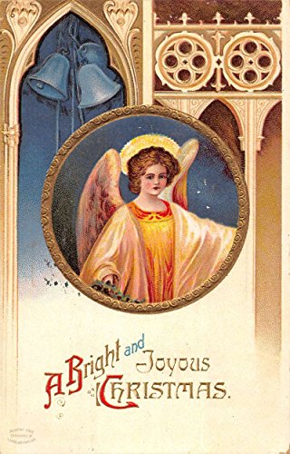 Joyous Christmas Angel Church Bells Antique Postcard K42525