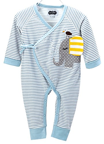 Mud Pie Baby-Boys Newborn Elephant Kimono, Blue, 0-3 Months