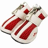 愛犬 ソフト メッシュ シューズ (靴） １袋4個入り レッド 1号