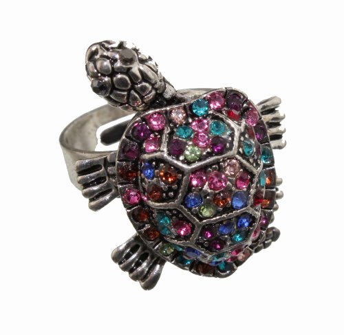 Hawaii Sea Turtle Ring, Multicolor Crystal Rhinestone, * Free Shipping From Hawaii