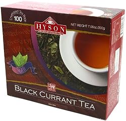 "BLACK CURRANT" (Black Tea) "HYSON", 100 Teabags in Cardboard Carton 200g. Ceylon