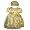 Baby Girl Holiday Dress - Banana Satin with Brown and Gold Embroidery (Size 3M - 24M) NEW