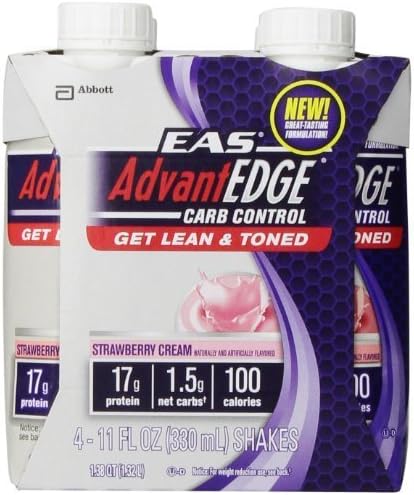 EAS AdvantEDGE Carb Control Ready To Drink Carton, Strawberry Cream, 11-Fluid Ounce , 24 Count by EAS