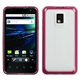 Solid White/ Clear Pink Gummy Hard Protector Case Cover For LG Optimus G2x