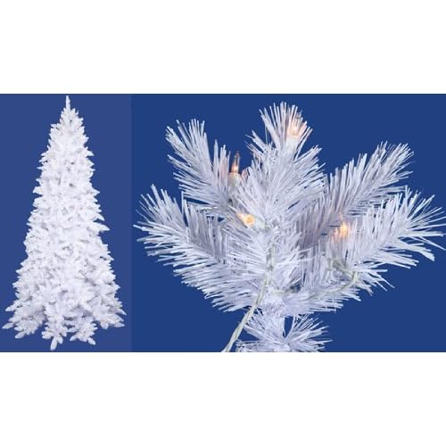 6 1/2 ft prelit-clear slim white christmas tree