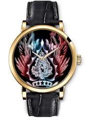 SPRAWL Aanalog Fashion Series Gold Ladies Watches of Genuine Black Leather Strap,Unique Wrist Watch for Women Girls Designed with Pica burning branches