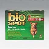 Bio Spot SPOT ON Flea and Tick Control for Dogs 31-60 lbs , 6 pack