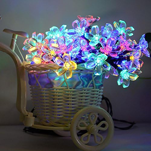 Prosvet Solar Powered Outdoor String Lights 22ft 50 LED Fairy Lights Blossom Flower for Garden, Patio, Lawn, Garden Fence Path Landscape,Christmas and Wedding(Multi Color)