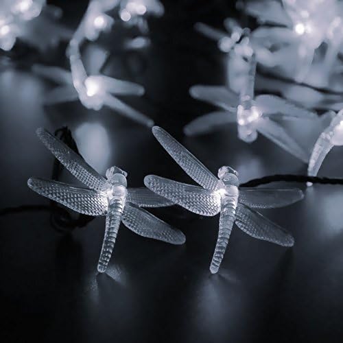 LED SopoTek led string 20 LED 4.8m 2 Modes Dragonfly Solar Fairy String Lights，waterproof solar led christmas lights,indoor and Outdoor, Gardens Wedding Christmas Party decrations(20LED Cool white)